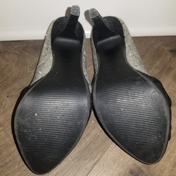 Silver Glitter & Black Platform Heels - Picture 3 of 3